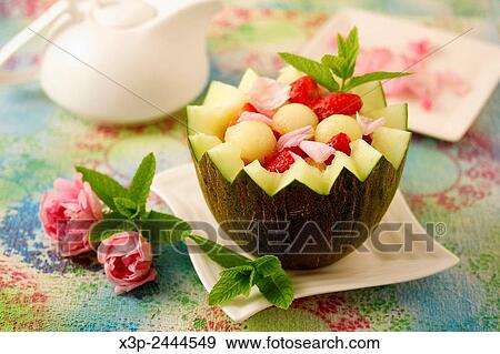 Stuffed melon with roses flavour. View Large Photo Image Stock Photo - Stuffed melon with roses flavour.. Fotosearch