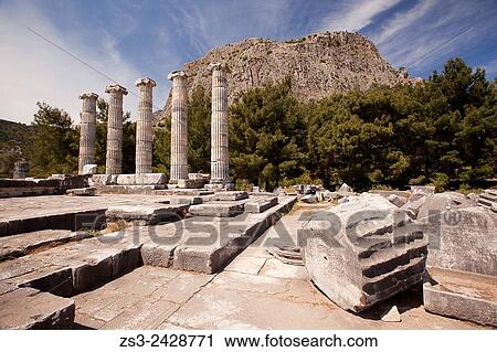 Temple of Athena at the ancient city of Priene, Soke, Aydin, Turkey, Europe. View Large Photo Image Stock Image - Temple of Athena at the ancient city of Priene, Soke, Aydin, Turkey, Europe.. Fotosearch