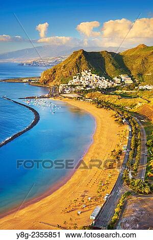 Teresitas Beach and San Andres, Tenerife, Canary Islands, Spain. View Large Photo Image Stock Image - Teresitas Beach and San Andres, Tenerife, Canary Islands, Spain.. Fotosearch