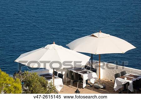Stock Photography - Terrace of a restaurant in the Cabo de La Nao, Javea, Xabia, Alicante, Spain, Europe. Fotosearch