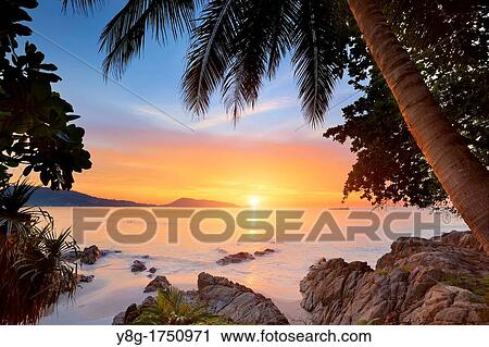 Thailand - Phuket Island, Patong Beach, sunset time scenery View Large Photo Image Stock Image - Thailand - Phuket Island, Patong Beach, sunset time scenery. Fotosearch