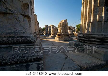 The Apollo Temple of Didyma (Didymaion) 10th C. BC-4th C. BC, destroyed by Darius I of Persia in 494 BC and reconstructed at the instance of Alexander the Great after 334 BC. Destroyed by an earthquake in the 16th C. AD. Yeni Hisar. Turkey. View Large Photo Image Stock Image - The Apollo Temple of Didyma (Didymaion) 10th C. BC-4th C. BC, destroyed by Darius I of Persia in 494 BC and reconstructed at the instance of Alexander the Great after 334 BC. Destroyed by an earthquake in the 16th C. AD. Yeni Hisar. Turkey.. Fotosearch