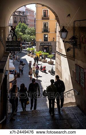 The Arco de los Cuchilleros, leading from the Plaza Mayor in the centre of Madrid. Spain. View Large Photo Image Stock Photograph - The Arco de los Cuchilleros, leading from the Plaza Mayor in the centre of Madrid. Spain.. Fotosearch