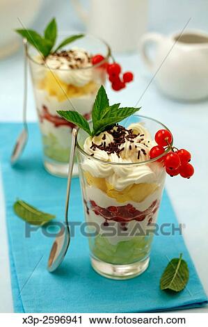 Three fruits mousse. View Large Photo Image Stock Image - Three fruits mousse.. Fotosearch