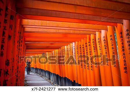Torii gates at Fushimi Inari-Taisha sanctuary, Kyoto, Japan. View Large Photo Image Stock Photo - Torii gates at Fushimi Inari-Taisha sanctuary, Kyoto, Japan.. Fotosearch