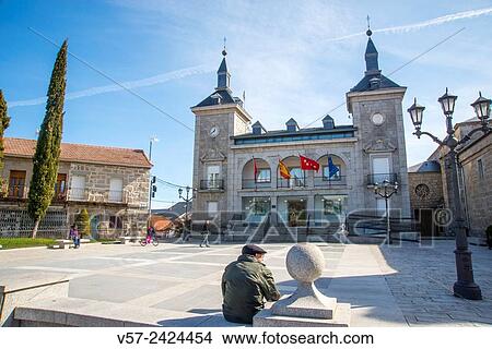 Picture - Town hall and Main Square. Alpedrete, Madrid province, Spain.. Fotosearch