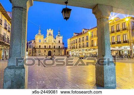 Townhall and Mayor Square in Astorga, Way of St. James, Leon, Spain. View Large Photo Image Stock Image - Townhall and Mayor Square in Astorga, Way of St. James, Leon, Spain.. Fotosearch