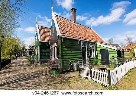 Traditional houses in the historic village of Zaanse Schans, The Netherlands, Europe View Large Photo Image Stock Photo - Traditional houses in the historic village of Zaanse Schans, The Netherlands, Europe. Fotosearch