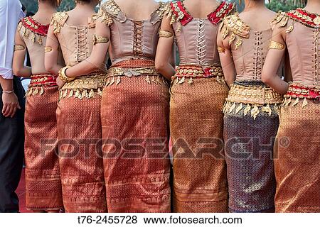 Traditional Khmer costumes at Angkor Wat in Siem Reap, Cambodia. View Large Photo Image Stock Photo - Traditional Khmer costumes at Angkor Wat in Siem Reap, Cambodia.. Fotosearch