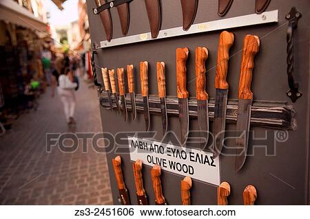 Traditional knifes for sale at the town center, Chania, Crete, Greek Islands, Greece, Europe. View Large Photo Image Stock Photograph - Traditional knifes for sale at the town center, Chania, Crete, Greek Islands, Greece, Europe.. Fotosearch