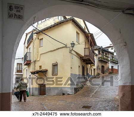 Traditional old houses in the village of Guadalupe, Caceres Province, Extremadura, Spain. View Large Photo Image Stock Photography - Traditional old houses in the village of Guadalupe, Caceres Province, Extremadura, Spain.. Fotosearch