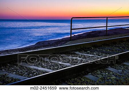 Train in San Pol de Mar in the coast of the province of Barcelona in Catalonia, Spain. View Large Photo Image Stock Photo - Train in San Pol de Mar in the coast of the province of Barcelona in Catalonia, Spain.. Fotosearch