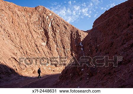 Trekking in Quebrada del Diablo (Devil's gorge), Atacama desert, near San Pedro de Atacama, Antofagasta Region, Chile. View Large Photo Image Stock Image - Trekking in Quebrada del Diablo (Devil's gorge), Atacama desert, near San Pedro de Atacama, Antofagasta Region, Chile.. Fotosearch