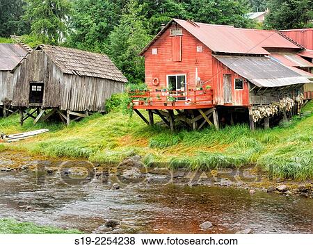 USA, Alaska, Inside Passage, Petersburg, View of stilt houses View Large Photo Image Stock Photo - USA, Alaska, Inside Passage, Petersburg, View of stilt houses. Fotosearch