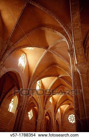 Picture - Vault of the church. Rueda monastery, Escatron, Zaragoza province, Aragon, Spain.. Fotosearch