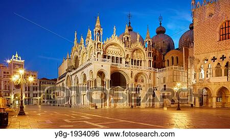 Venice by night - San Marco Square, Basilica San Marco and Doge's Palace (Palazzo Ducale), Venice, Italy, UNESCO. View Large Photo Image Stock Photograph - Venice by night - San Marco Square, Basilica San Marco and Doge's Palace (Palazzo Ducale), Venice, Italy, UNESCO.. Fotosearch