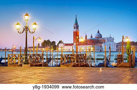 Stock Photo - Venice - view to San Giorgio Maggiore Church, Venice, evening time, Italy, UNESCO.. Fotosearch