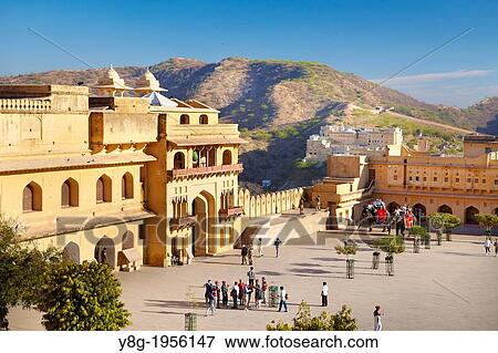 View of Jaleb Chowk courtyard, Amber Fort, Jaipur, India. View Large Photo Image Stock Photo - View of Jaleb Chowk courtyard, Amber Fort, Jaipur, India.. Fotosearch