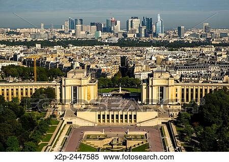 Stock Photography - View of La Defense district from the Eiffel Tower in Paris, France.. Fotosearch