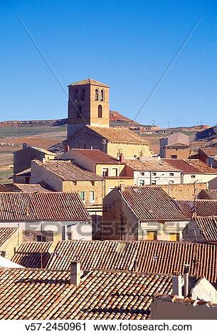View of the village and San Miguel church. San Esteban de Gormaz, Soria province, Castilla Leon, Spain. View Large Photo Image Stock Image - View of the village and San Miguel church. San Esteban de Gormaz, Soria province, Castilla Leon, Spain.. Fotosearch