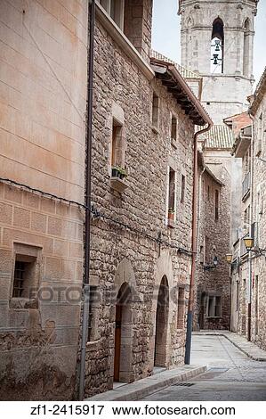 Village street, Moi? á, Catalonia, Spain. View Large Photo Image Stock Photo - Village street, Moi? á, Catalonia, Spain.. Fotosearch