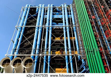 Stock Photography - Wall of Centre Georges Pompidou. The Centre was built by GTM and completed in 1977 in Paris, France.. Fotosearch