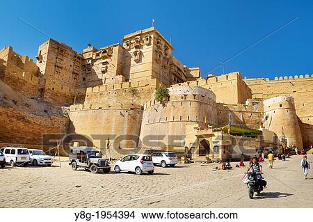 Picture - Walls of Jaisalmer Fort, Jaisalmer, Rajasthan, India.. Fotosearch