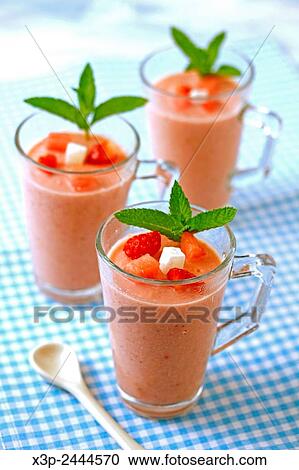 Watermelon smoothie with strawberries and coconut. View Large Photo Image Stock Image - Watermelon smoothie with strawberries and coconut.. Fotosearch