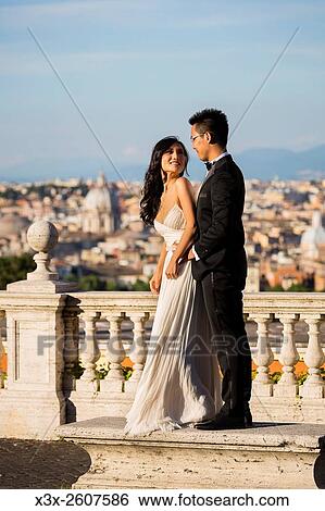 Wedding Couple at Gianicolo. Rome. Italy. View Large Photo Image Stock Photograph - Wedding Couple at Gianicolo. Rome. Italy.. Fotosearch