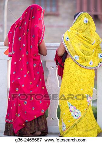 Stock Photo - Women in sari, Jaipur, Rajasthan, India. Fotosearch