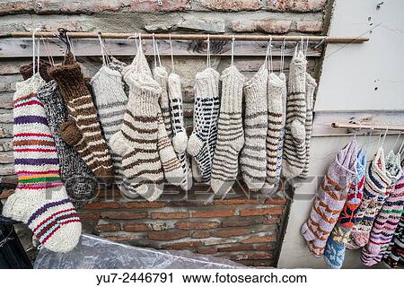 wool socks in Sighnaghi town in Kakheti region of Georgia. View Large Photo Image Stock Image - wool socks in Sighnaghi town in Kakheti region of Georgia.. Fotosearch
