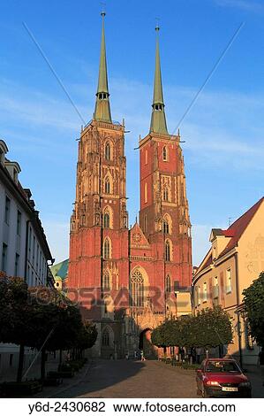 Wroclaw Cathedral, Tumski Island, Poland. View Large Photo Image Stock Image - Wroclaw Cathedral, Tumski Island, Poland.. Fotosearch