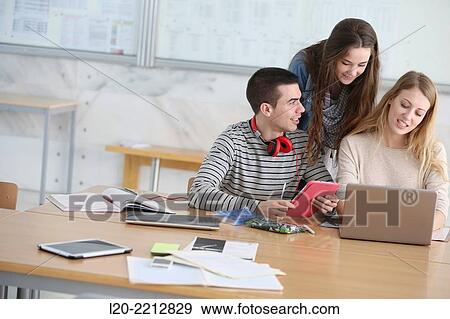 Stock Photo - Young students at campus. Fotosearch