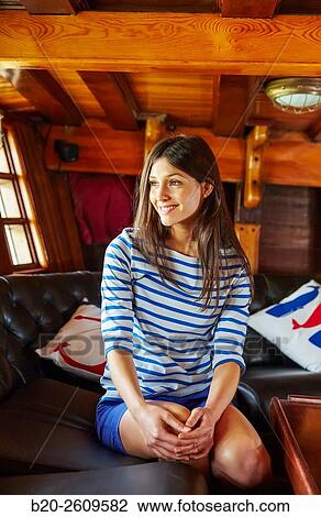 Young woman in a sailboat, galleon. Basque Country. Spain View Large Photo Image Stock Image - Young woman in a sailboat, galleon. Basque Country. Spain. Fotosearch