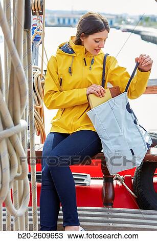 Young woman in a sailboat, galleon. Basque Country. Spain View Large Photo Image Stock Image - Young woman in a sailboat, galleon. Basque Country. Spain. Fotosearch