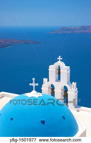 Stock Photo - Agios Minas Church in Firostefani, Santorini Island, Cyclades, Greece. Fotosearch