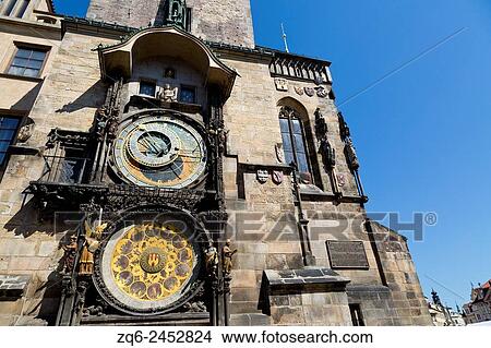 Picture - Astronomical Clock on the Town House in Prague, Czechia.. Fotosearch