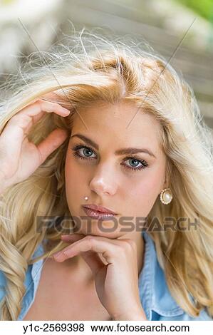 Stock Photo - beautiful blond woman portrait. Fotosearch