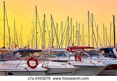 Stock Photograph - Boats at the harbour. Denia. Alicante. Valencia Community. Spain.. Fotosearch