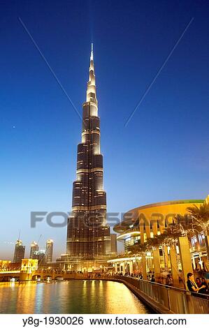 Stock Photograph - Burj Khalifa Tower, the tallest skyscrapers in Dubai and in the world 829 8 m, Dubai, United Arab Emirates. Fotosearch