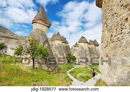 Stock Photo - Characteristic cappadotian stone formations near Zelve, Cappadocia also Capadocia, Kapadokya, Kappadokia, Turkey, Unesco. Fotosearch