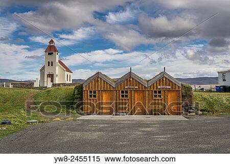 Church and farmhouses in Modrudalur valley, Iceland. View Large Photo Image Stock Photography - Church and farmhouses in Modrudalur valley, Iceland.. Fotosearch