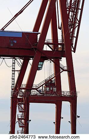 Stock Image - Container crane, Duke Point Industrial park, Nanaimo, Vancouver Island, British Columbia.. Fotosearch