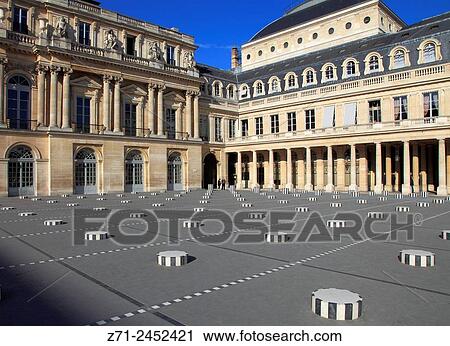 Stock Image - France, Paris, Palais-Royal, courtyard.. Fotosearch