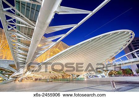 Stock Photograph - Gare do Oriente in Parque das Naes - Oriente station in Park of the Nations - from Santiago Calatrava architect, Lisboa, Portugal.. Fotosearch
