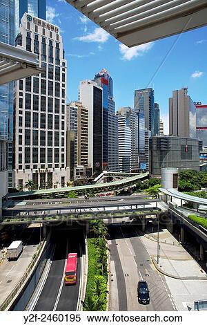 Hong Kong office buildings and roadway seen from roof of International Finance Centre mall. View Large Photo Image Stock Photography - Hong Kong office buildings and roadway seen from roof of International Finance Centre mall.. Fotosearch