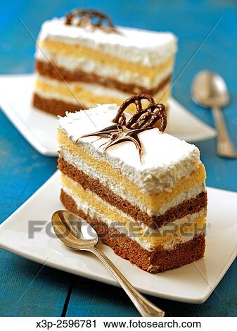 Layered sponge cake. View Large Photo Image Stock Image - Layered sponge cake.. Fotosearch