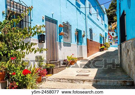 Pueblo Jzcar in blue, the Serrania de Ronda, Malaga province, Andalusia, Spain, Europe. View Large Photo Image Stock Photo - Pueblo Jzcar in blue, the Serrania de Ronda, Malaga province, Andalusia, Spain, Europe.. Fotosearch