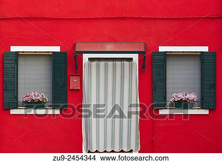 Red house, Burano, Venetian Lagoon, Veneto, Italy, Europe. View Large Photo Image Picture - Red house, Burano, Venetian Lagoon, Veneto, Italy, Europe.. Fotosearch