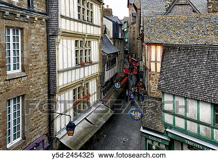 street of settlement around Mont Saint Michel Monastery, Normandy, France View Large Photo Image Stock Photography - street of settlement around Mont Saint Michel Monastery, Normandy, France. Fotosearch